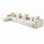 181  Oversized Corduroy Sectional Sofa Couch with Ottoman, L Shaped Convertible Couch Deep Seat Couches for Modern Living Room