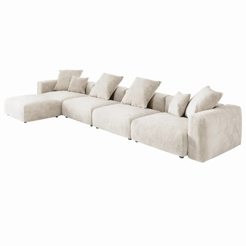 181  Oversized Corduroy Sectional Sofa Couch with Ottoman, L Shaped Convertible Couch Deep Seat Couches for Modern Living Room