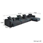 181  Oversized Corduroy Sectional Sofa Couch with Ottoman, L Shaped Convertible Couch Deep Seat Couches for Modern Living Room