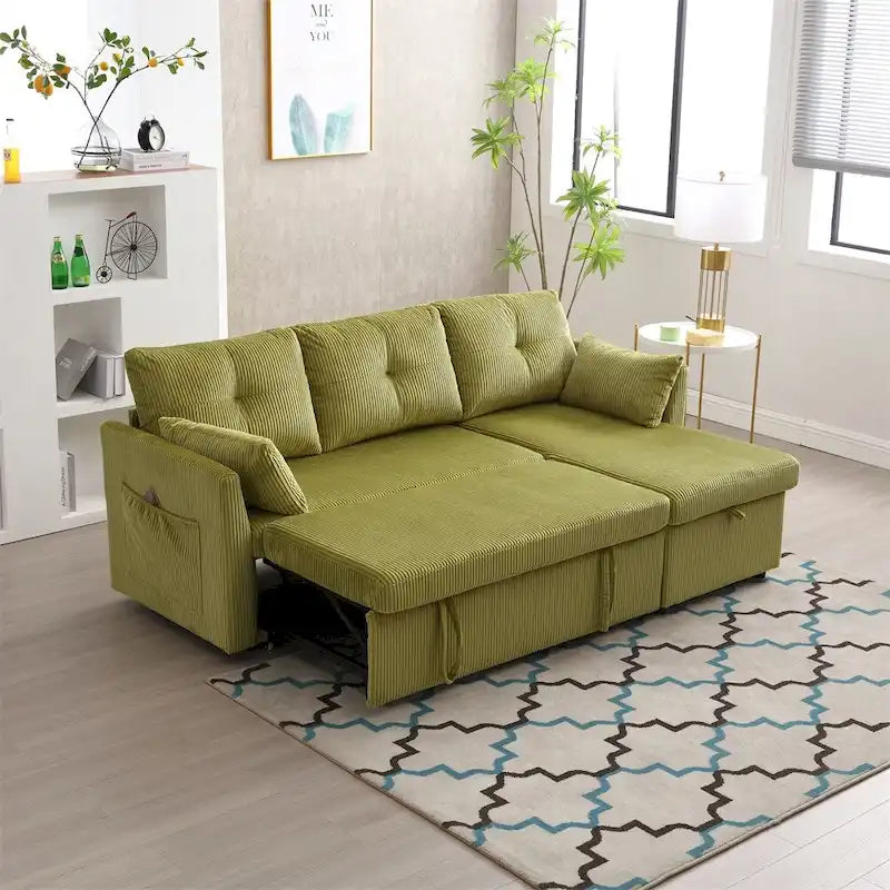 Canapé d'angle modulaire en forme de L avec méridienne réversible et assise de rangement