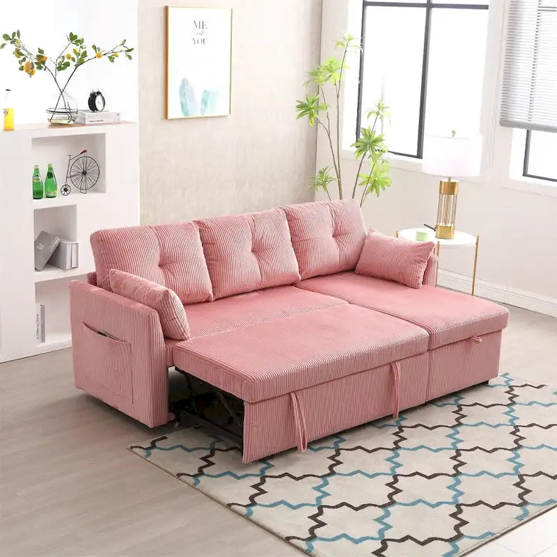 Canapé d'angle modulaire en forme de L avec méridienne réversible et assise de rangement