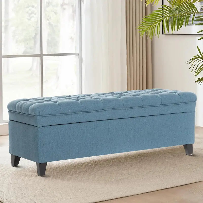 Classic Stylish Upholstered Storage Bench with Tufted Button Decoration Seat