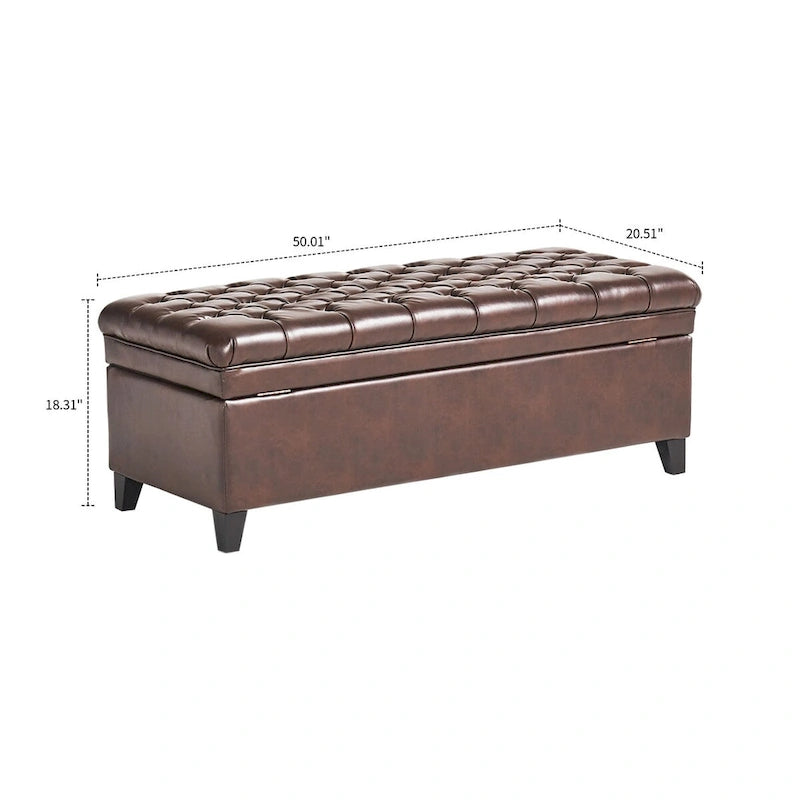 Classic Stylish Upholstered Storage Bench with Tufted Button Decoration Seat