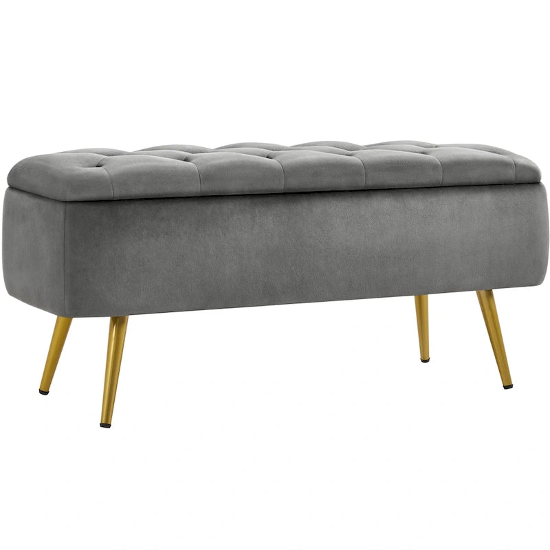 Yaheetech Modern Upholstered Ottoman Footstool Bench with Storage - 42.7  14.6  19  
