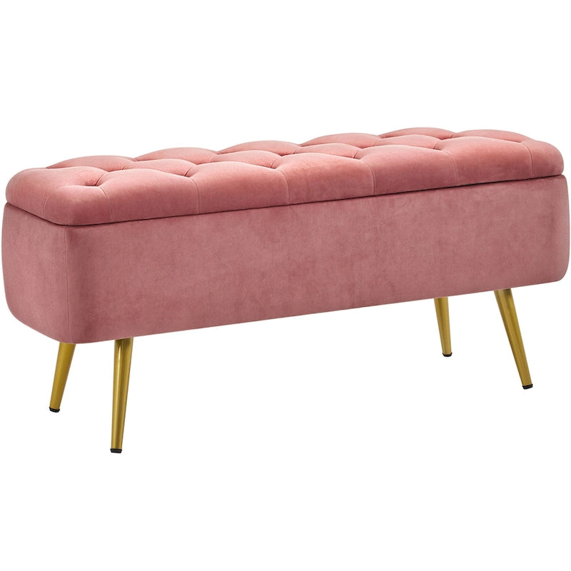 Yaheetech Modern Upholstered Ottoman Footstool Bench with Storage - 42.7  14.6  19