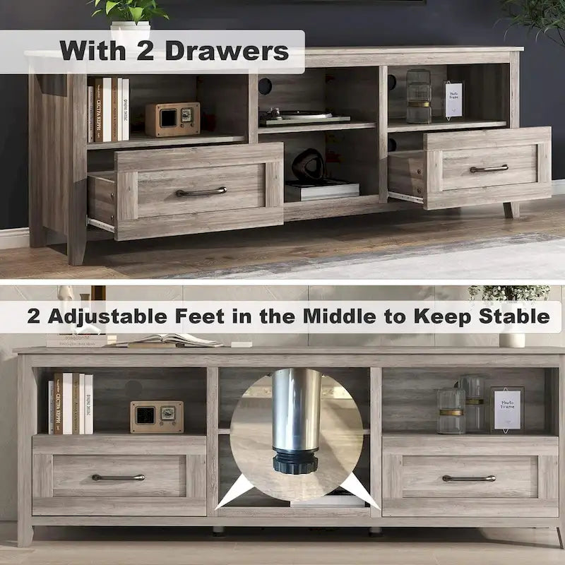 Grey TV Stand with Storage Drawers Cable Management for 65/75 inch TV - M