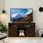 Farmhouse Barn door TV Media Stand Modern Entertainment Console for TV Up to 65   with Open and Closed Storage Space