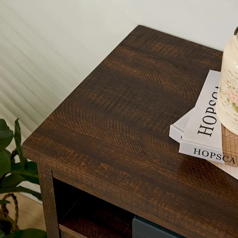 Farmhouse Barn door TV Media Stand Modern Entertainment Console for TV Up to 65   with Open and Closed Storage Space