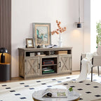 Farmhouse Barn door TV Media Stand Modern Entertainment Console for TV Up to 65   with Open and Closed Storage Space