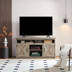 Farmhouse Barn door TV Media Stand Modern Entertainment Console for TV Up to 65   with Open and Closed Storage Space
