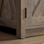 Farmhouse Barn door TV Media Stand Modern Entertainment Console for TV Up to 65   with Open and Closed Storage Space