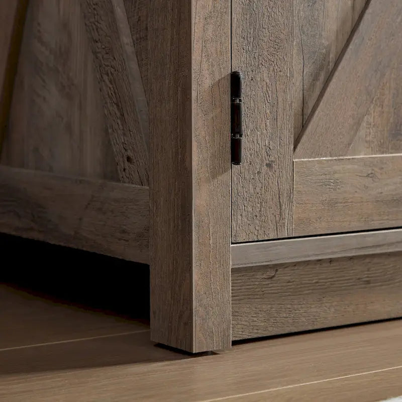 Farmhouse Barn door TV Media Stand Modern Entertainment Console for TV Up to 65   with Open and Closed Storage Space
