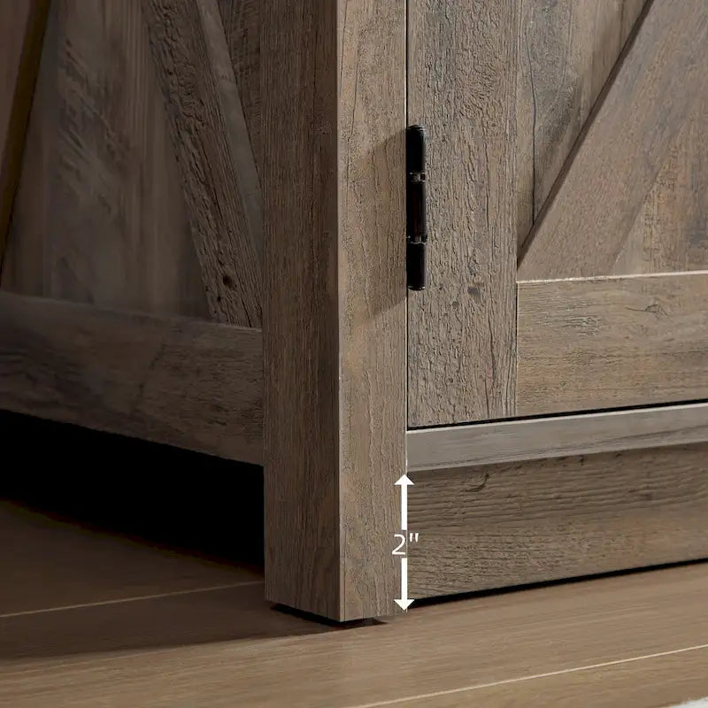Farmhouse Barn door TV Media Stand Modern Entertainment Console for TV Up to 65   with Open and Closed Storage Space
