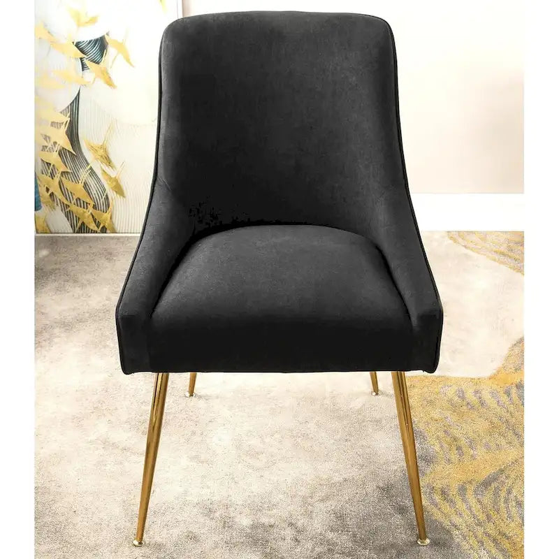 Luxury Velvet Chair with Elegant Scoop Back Design Gold Metal Legs and Soft Upholstery Comfortable Seating