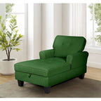Chaise longue convertible en canapé-lit d'intérieur, fauteuil lounge rembourré pour chambre ou salon avec rivets bleus