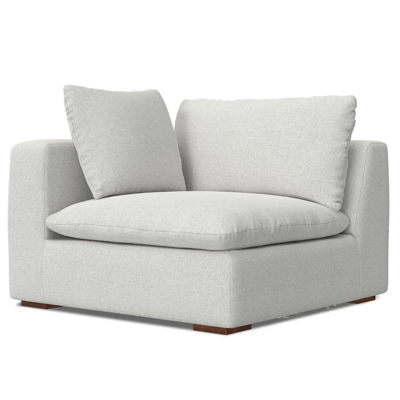 WyndenHall Marlee Corner Sectional Modular Sofa and Ottoman Set in Velvety Chenille Performance Fabric