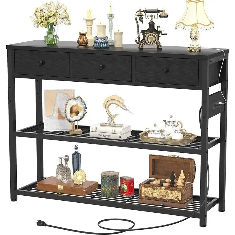 47   Entryway Table with Outlets and USB Ports - 11.8  D x 47.2  W x 31.8  H