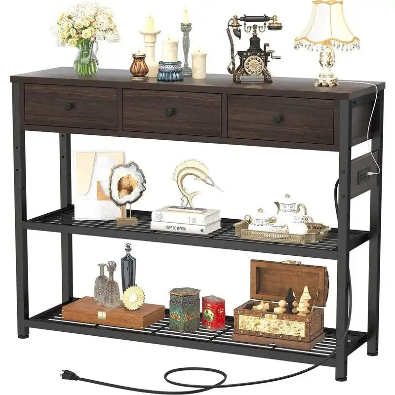 47   Entryway Table with Outlets and USB Ports - 11.8  D x 47.2  W x 31.8  H