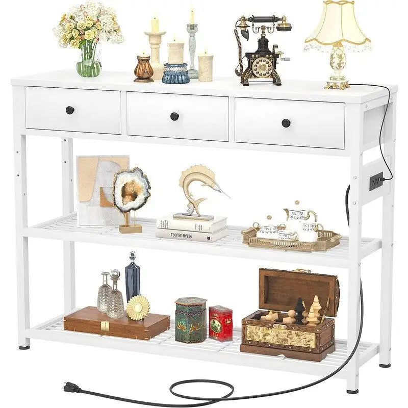 47   Entryway Table with Outlets and USB Ports - 11.8  D x 47.2  W x 31.8  H