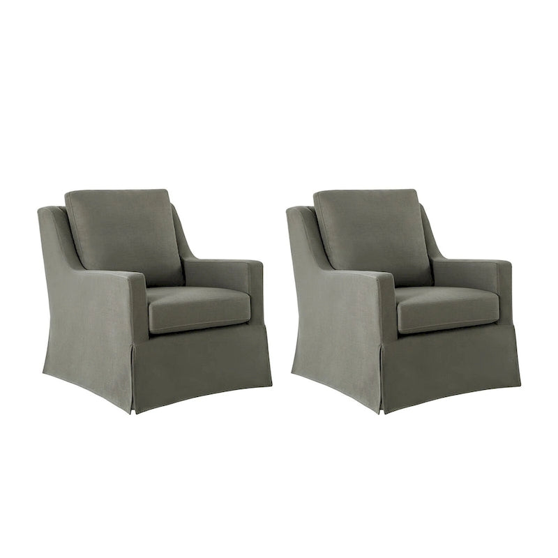 Stan Farmhouse Slipcover Rocking Swivel Chair Set of 2 by HULALA HOME